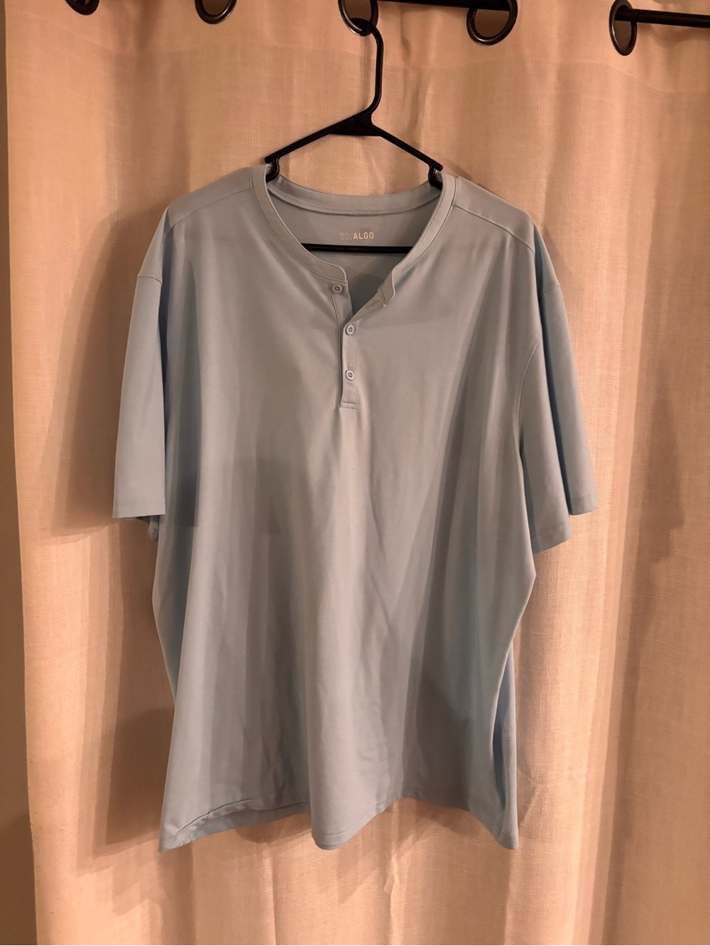 01.ALGO Performance Henley Tee XXL – Light Blue – Moisture Wicking